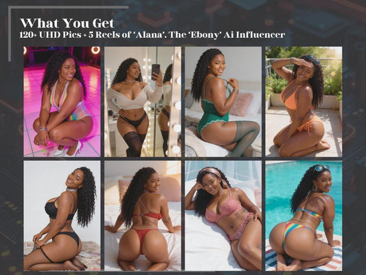 Ultra Realistic Ebony Ai Influencer Model "Alana" 120+ HD Pics + 5 Reels Set | Perfect for insta and social media | Instant Download