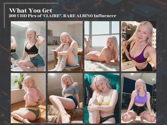 Ultra Realistic Albino Ai Influencer Model "Claire" 200 HD Pics Mega Set | Perfect for insta and social media | Instant Download