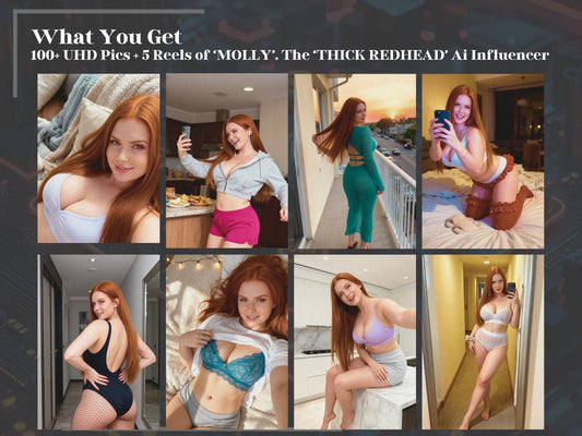 Ultra Realistic Plump Ai Influencer Model "Redhead Molly" 100+ HD Pics + 5 Reels Set | Perfect for insta and social media | Instant Download
