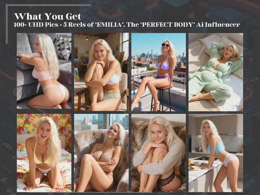 Ultra Realistic Perfect Body Ai Influencer Model "Emilia" 100+ HD Pics + 5 Reels Set | Perfect for insta and social media | Instant Download
