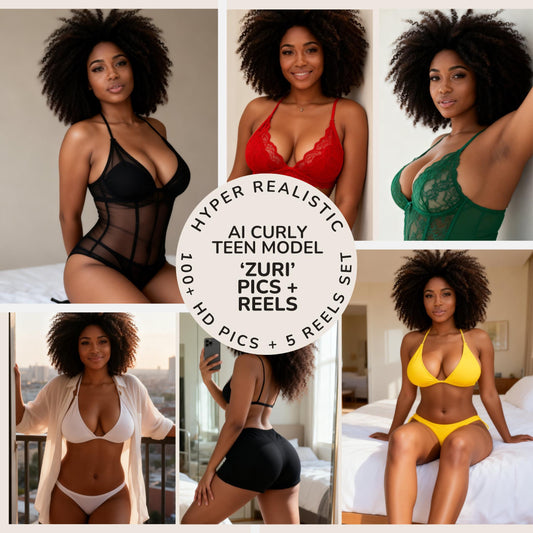 Ultra Realistic Curly Ai Influencer Model "Zuri" 100+ HD Pics + 5 Reels Set | Perfect for insta and social media | Instant Download